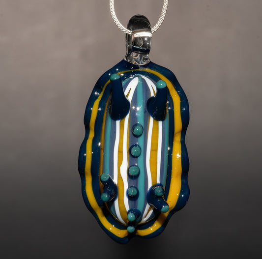 Handmade Glass Sea Slug Pendant | Nudibranch Ocean Art Necklace | Saltwater Reef Borosilicate Jewelry | Coastal Festival Style