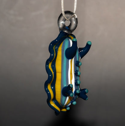 Handmade Glass Sea Slug Pendant | Nudibranch Ocean Art Necklace | Saltwater Reef Borosilicate Jewelry | Coastal Festival Style