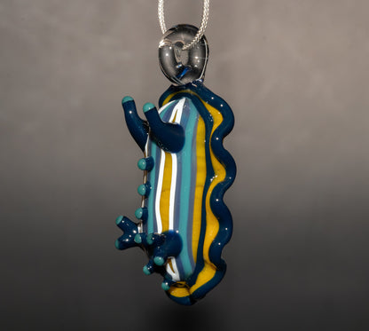 Handmade Glass Sea Slug Pendant | Nudibranch Ocean Art Necklace | Saltwater Reef Borosilicate Jewelry | Coastal Festival Style