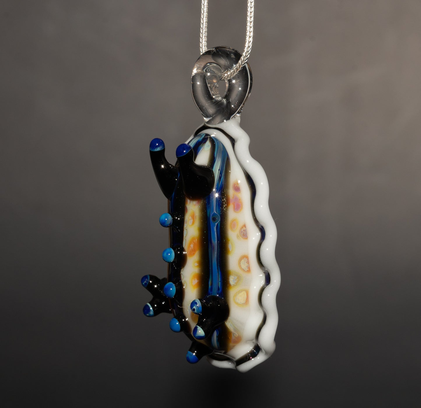 Handmade Glass Sea Slug Pendant | Nudibranch Ocean Art Necklace | Saltwater Reef Borosilicate Jewelry | Coastal Festival Style