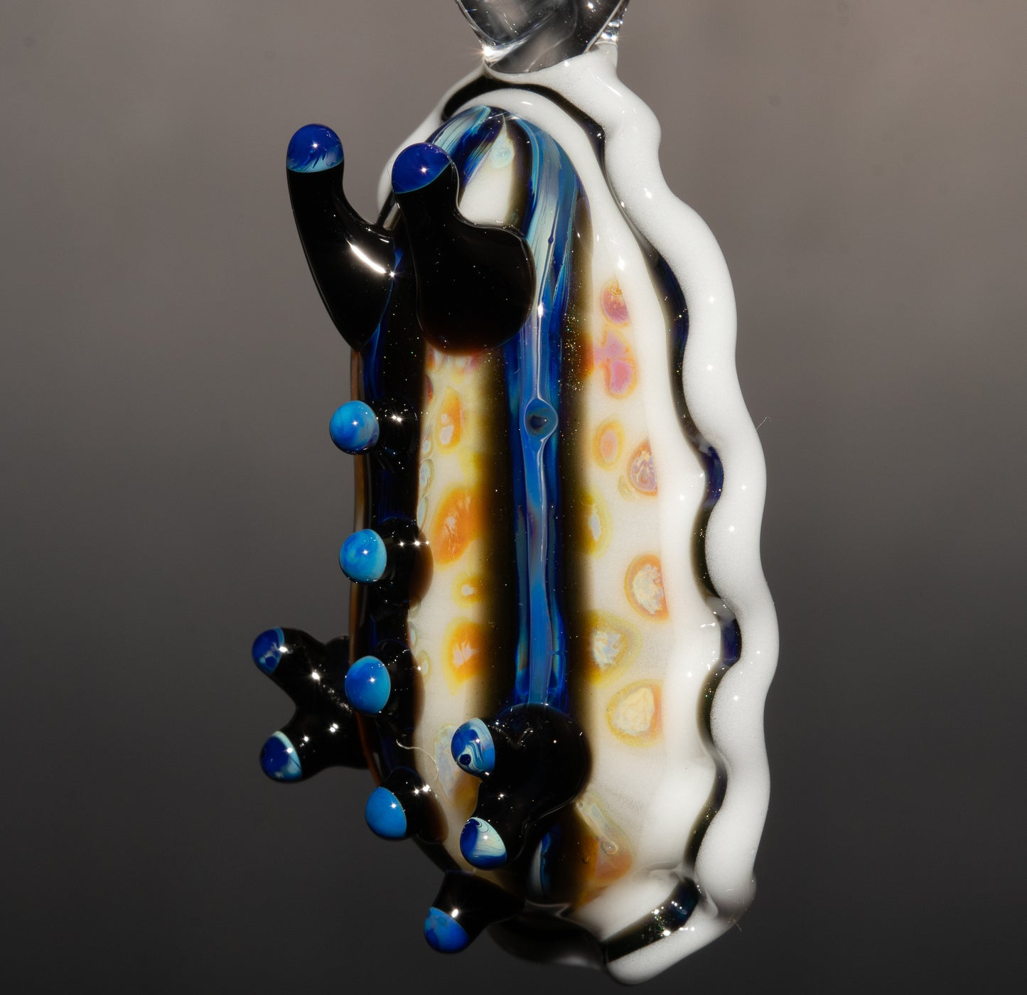 Handmade Glass Sea Slug Pendant | Nudibranch Ocean Art Necklace | Saltwater Reef Borosilicate Jewelry | Coastal Festival Style