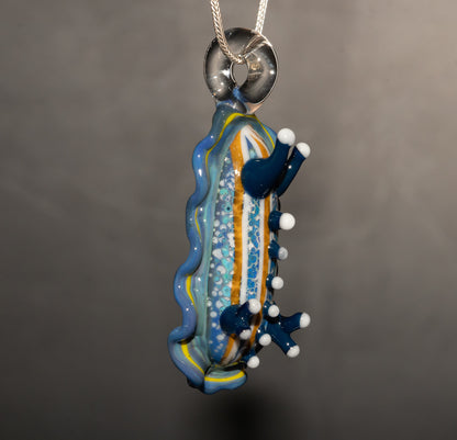 Artistic Glass Nudibranch | Sea Slug Reef Pendant | Ocean Borosilicate Beach Necklace | Coastal Summer Statement Piece