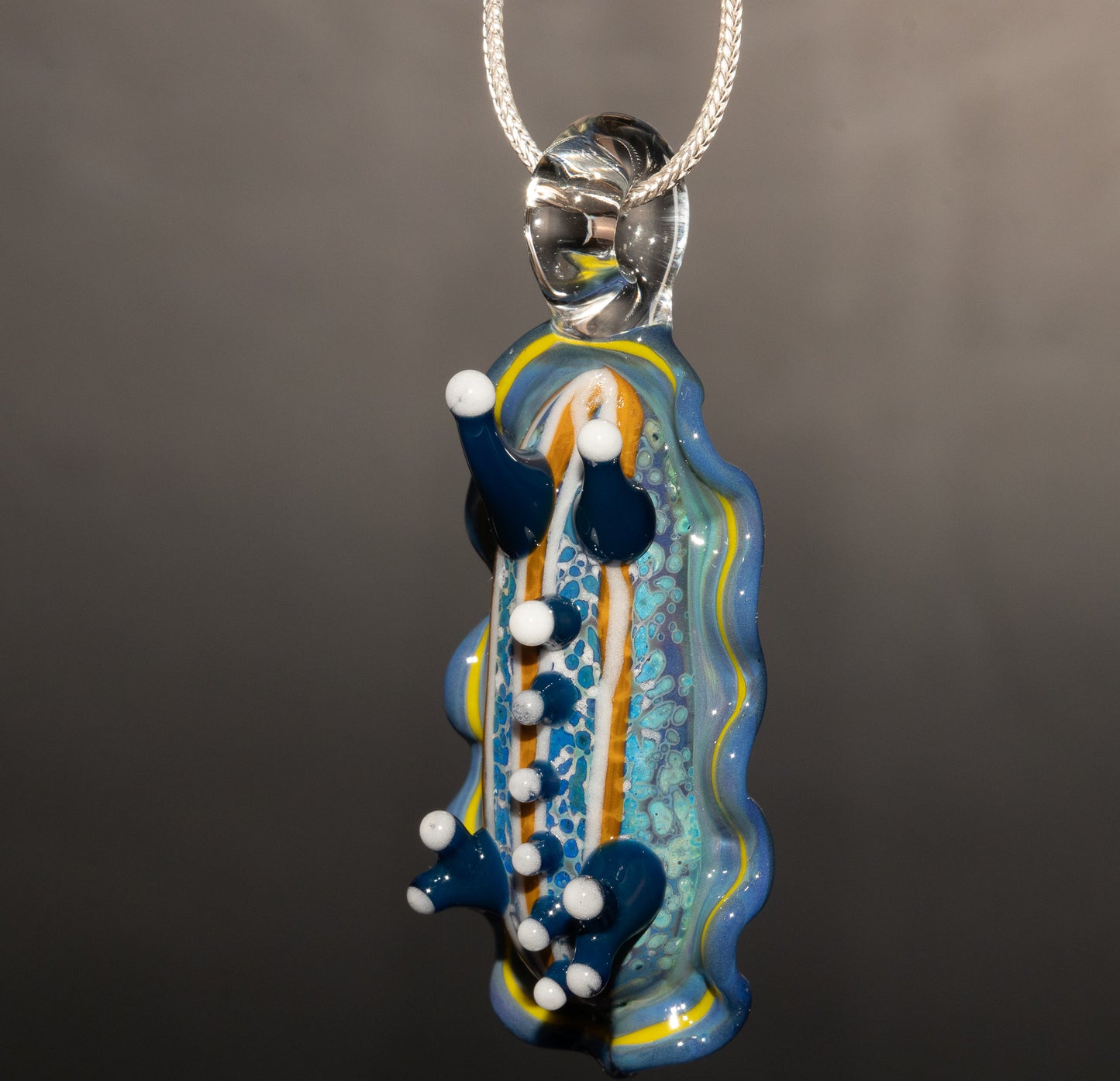 Artistic Glass Nudibranch | Sea Slug Reef Pendant | Ocean Borosilicate Beach Necklace | Coastal Summer Statement Piece