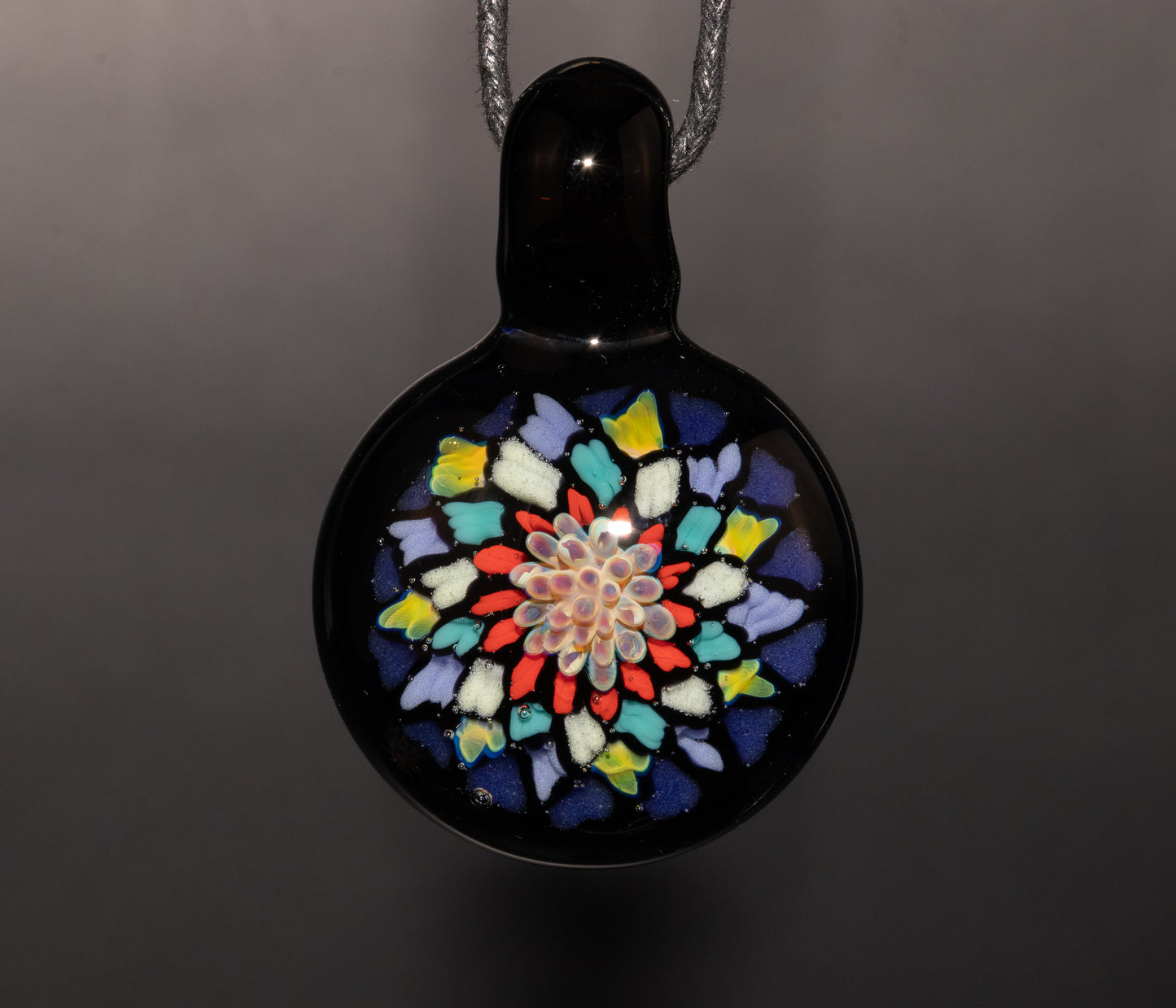 Unique Mandala Glass Pendant | Colorful Fillacello Design | Sacred Geometry Jewelry Art
