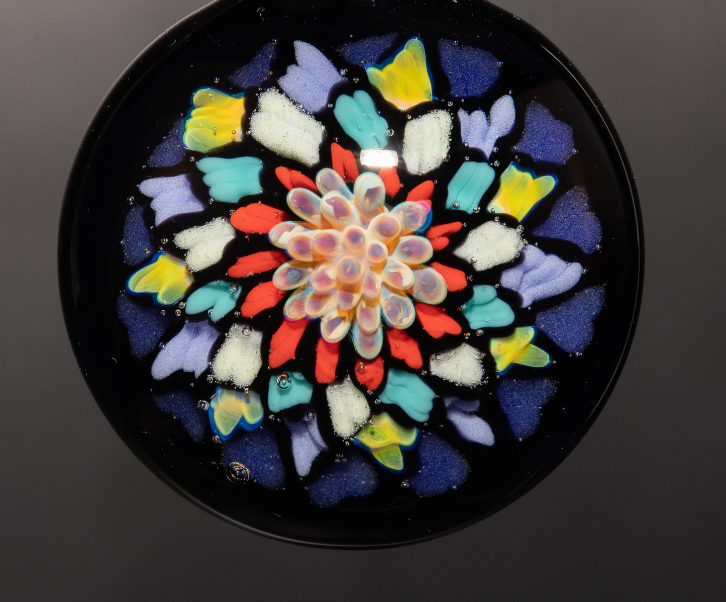 Unique Mandala Glass Pendant | Colorful Fillacello Design | Sacred Geometry Jewelry Art