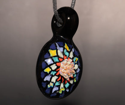 Unique Mandala Glass Pendant | Colorful Fillacello Design | Sacred Geometry Jewelry Art