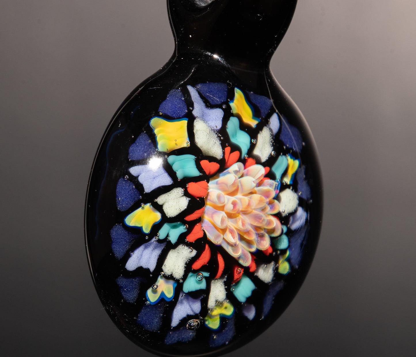 Unique Mandala Glass Pendant | Colorful Fillacello Design | Sacred Geometry Jewelry Art