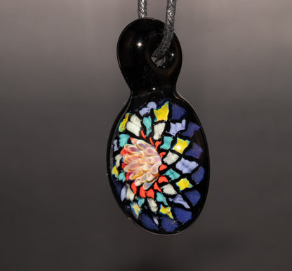 Unique Mandala Glass Pendant | Colorful Fillacello Design | Sacred Geometry Jewelry Art