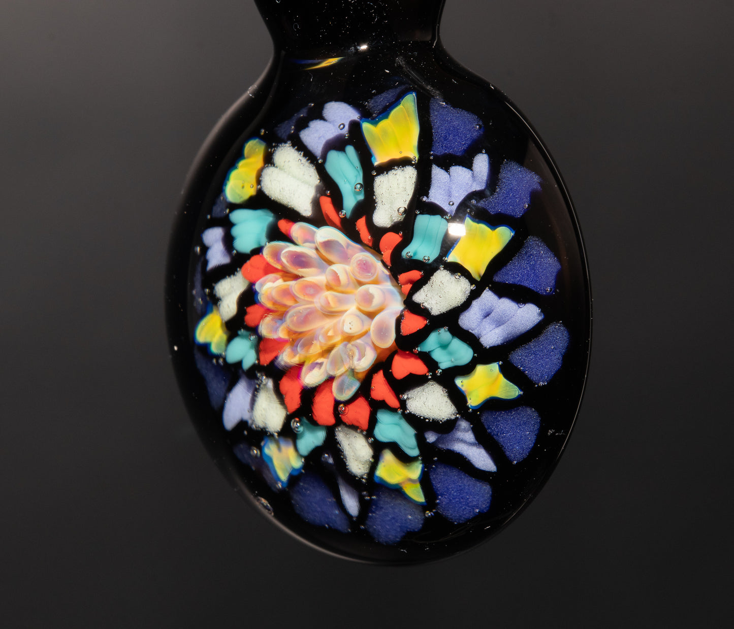 Unique Mandala Glass Pendant | Colorful Fillacello Design | Sacred Geometry Jewelry Art