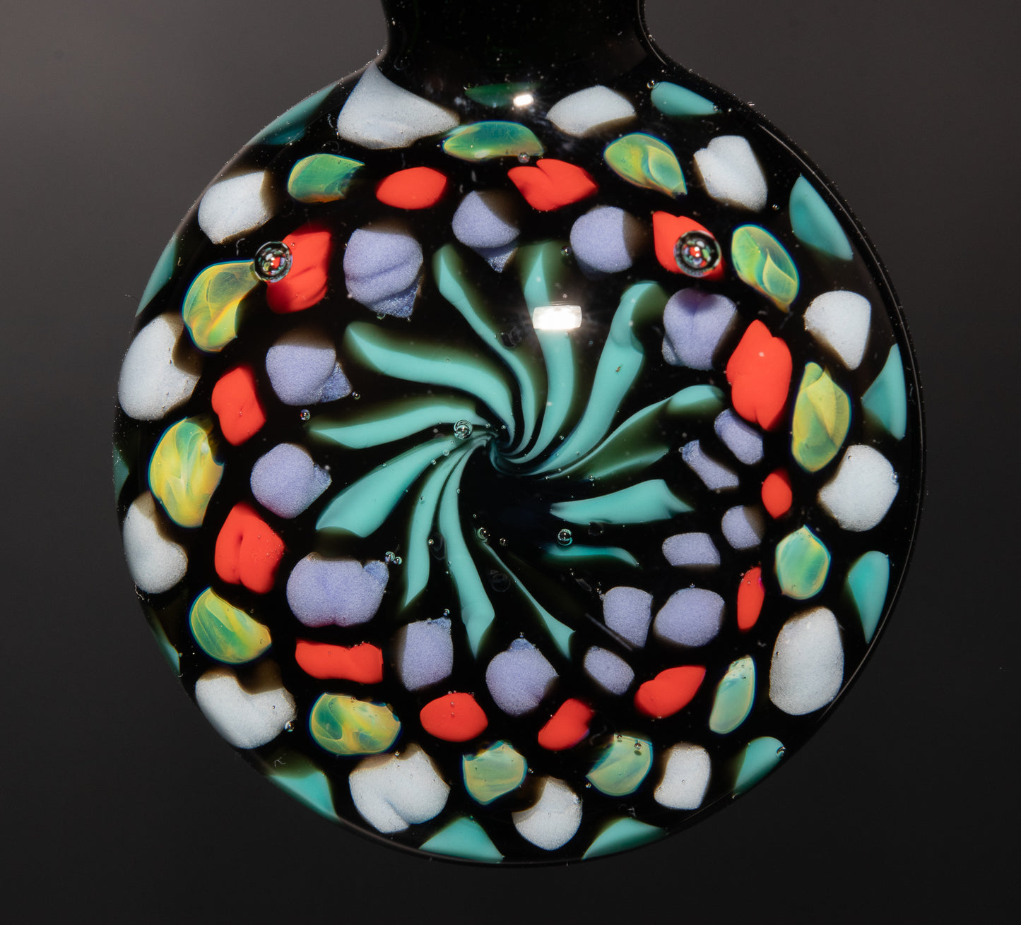 Large Mandala Pendant | Intricate Glass Fractal Pattern | Heady Multicolor Jewelry