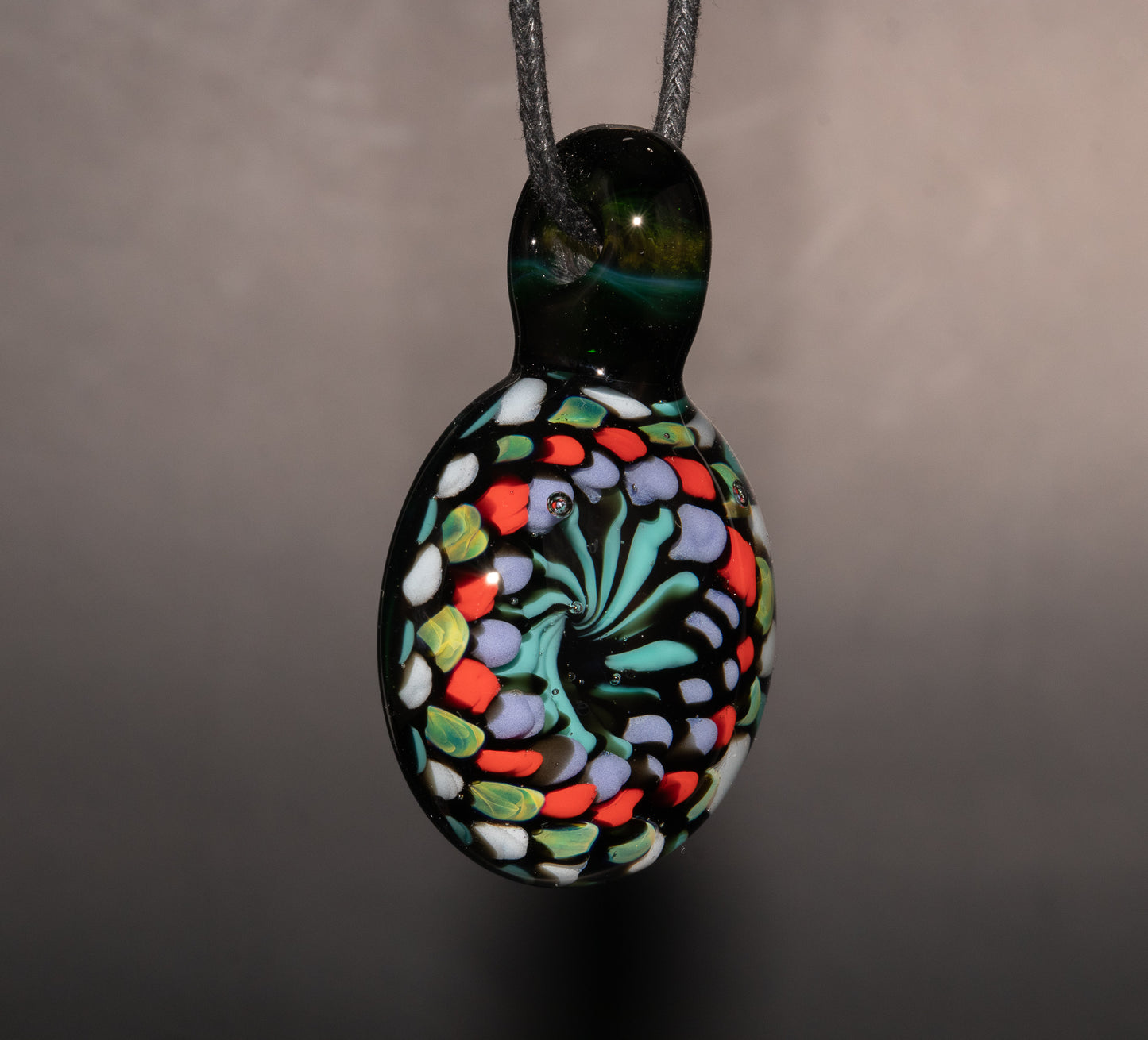 Large Mandala Pendant | Intricate Glass Fractal Pattern | Heady Multicolor Jewelry