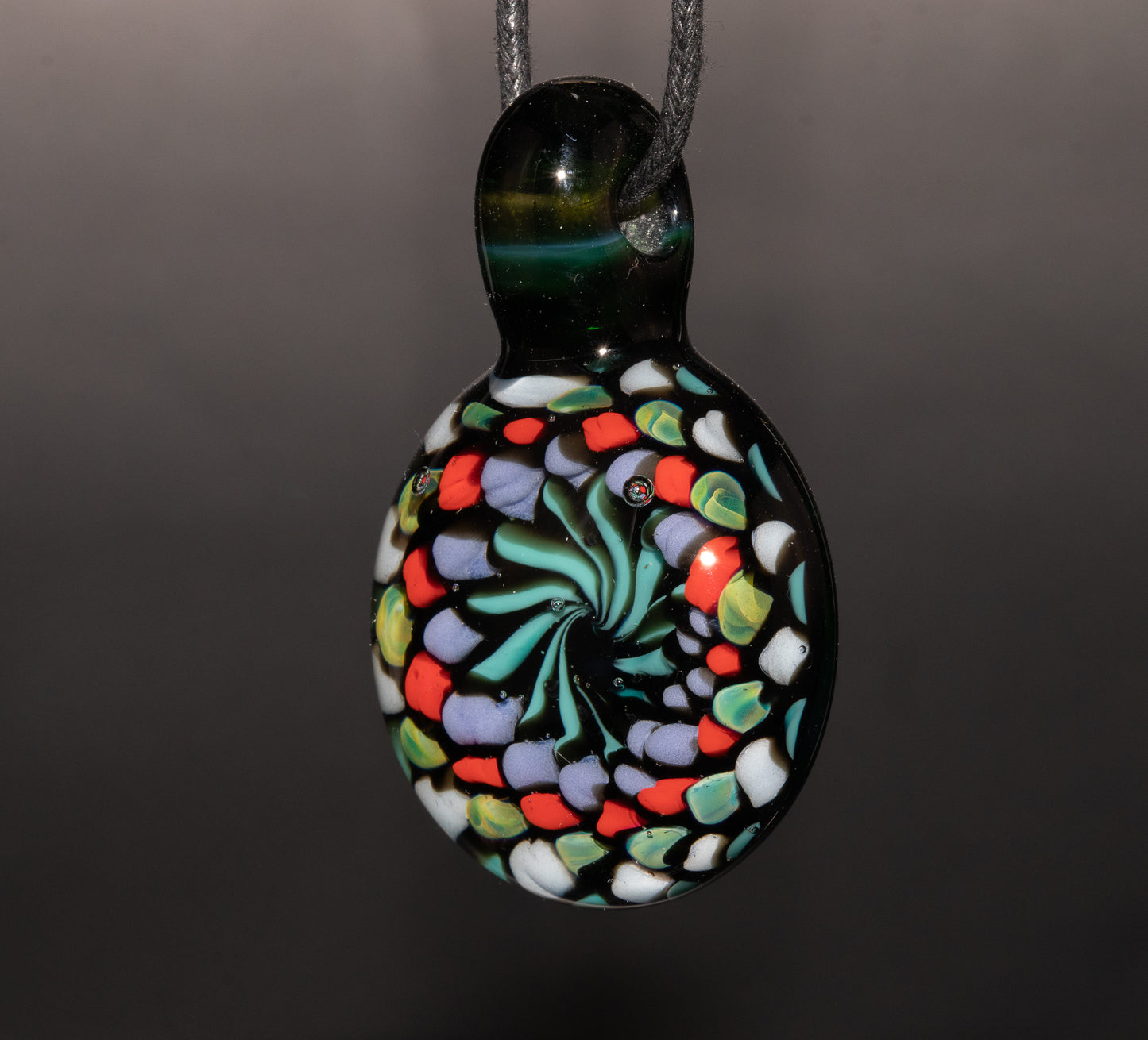 Large Mandala Pendant | Intricate Glass Fractal Pattern | Heady Multicolor Jewelry