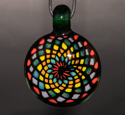Artisan Mandala Pendant | Multicolor Glass Symmetry | Heady Psychedelic Wearable Art