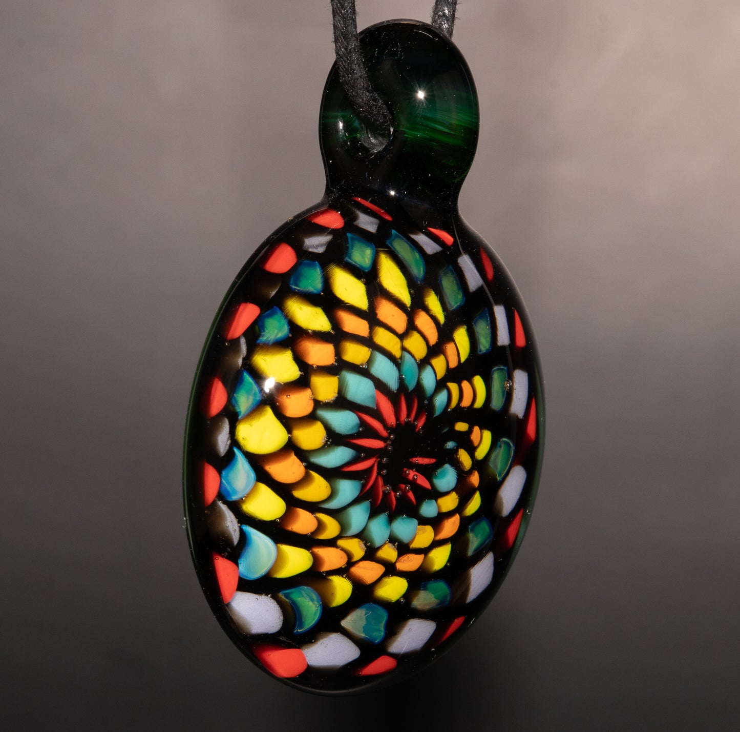 Artisan Mandala Pendant | Multicolor Glass Symmetry | Heady Psychedelic Wearable Art