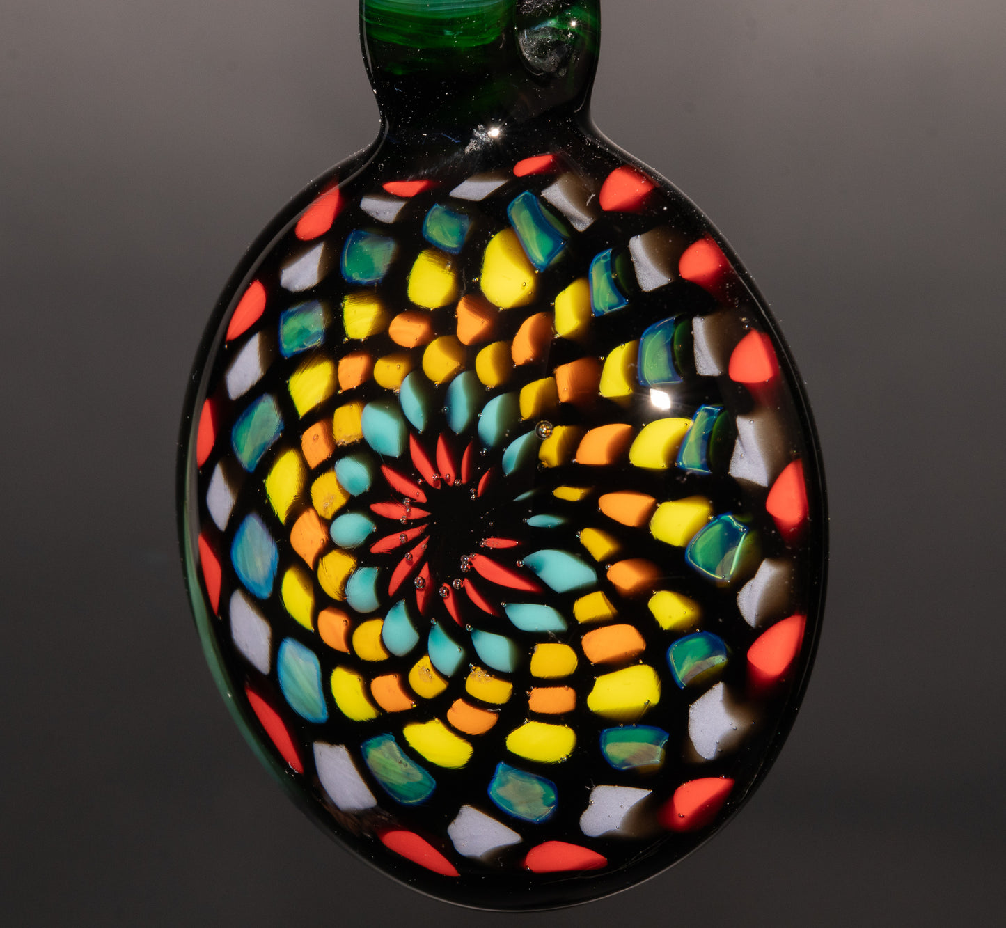 Artisan Mandala Pendant | Multicolor Glass Symmetry | Heady Psychedelic Wearable Art