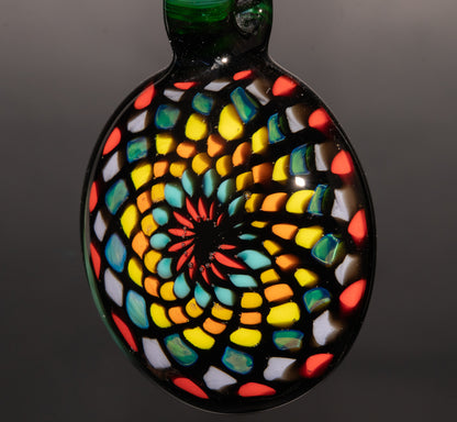 Artisan Mandala Pendant | Multicolor Glass Symmetry | Heady Psychedelic Wearable Art