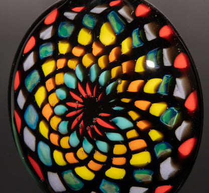 Artisan Mandala Pendant | Multicolor Glass Symmetry | Heady Psychedelic Wearable Art