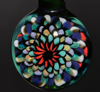Artisan Mandala Pendant | Multicolor Glass Symmetry | Heady Psychedelic Wearable Art