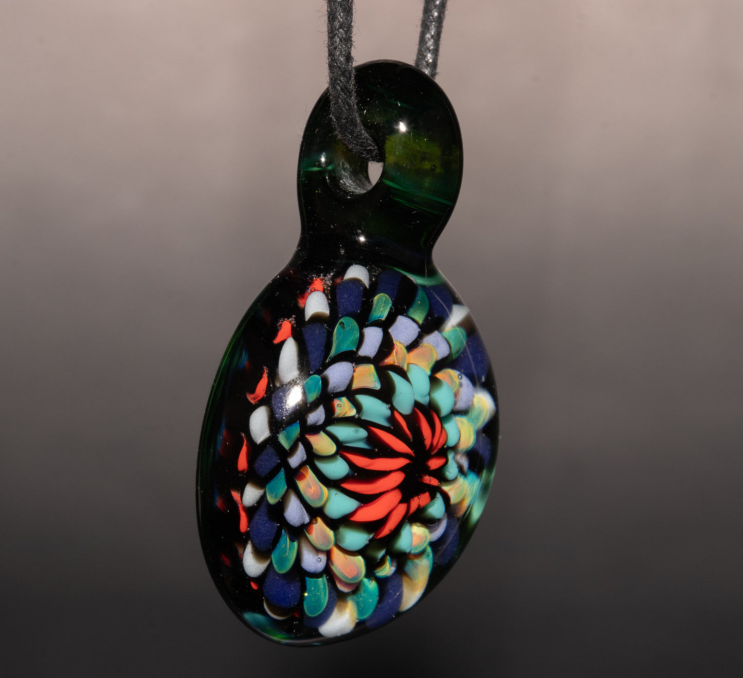 Artisan Mandala Pendant | Multicolor Glass Symmetry | Heady Psychedelic Wearable Art