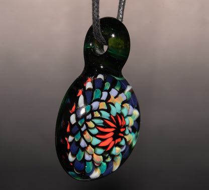 Artisan Mandala Pendant | Multicolor Glass Symmetry | Heady Psychedelic Wearable Art