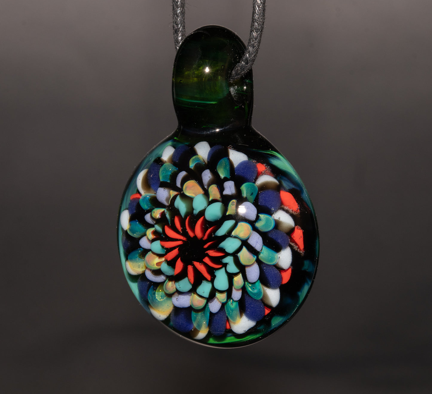 Artisan Mandala Pendant | Multicolor Glass Symmetry | Heady Psychedelic Wearable Art