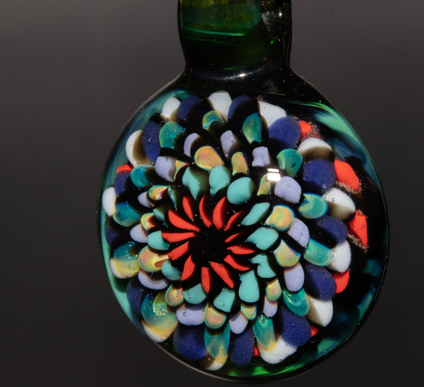 Artisan Mandala Pendant | Multicolor Glass Symmetry | Heady Psychedelic Wearable Art