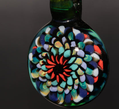 Artisan Mandala Pendant | Multicolor Glass Symmetry | Heady Psychedelic Wearable Art