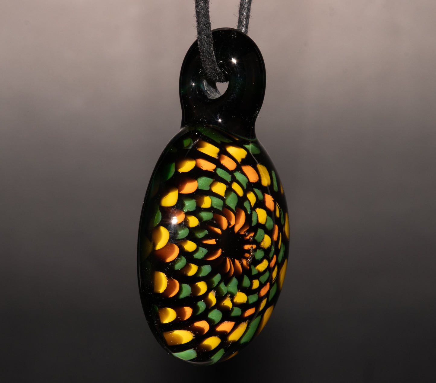 Unique Mandala Glass Pendant | Colorful Fillacello Green bay Packers Design | Sacred Geometry Jewelry Art