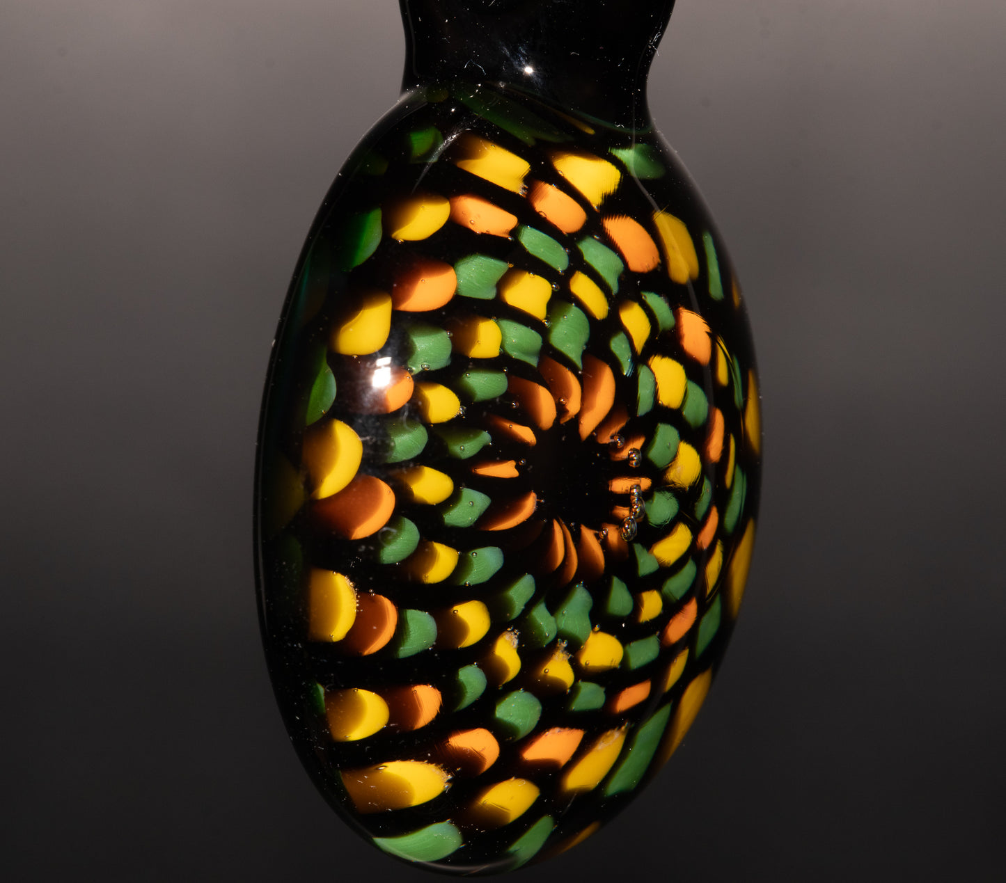 Unique Mandala Glass Pendant | Colorful Fillacello Green bay Packers Design | Sacred Geometry Jewelry Art
