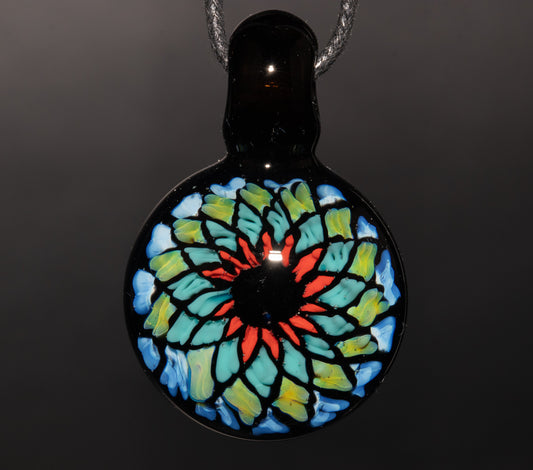 Multicolored Mandala Pendant | Fillacello Glass Art | Heady Sacred Geometry Jewelry