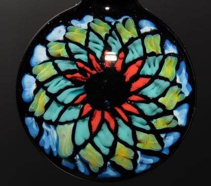 Multicolored Mandala Pendant | Fillacello Glass Art | Heady Sacred Geometry Jewelry