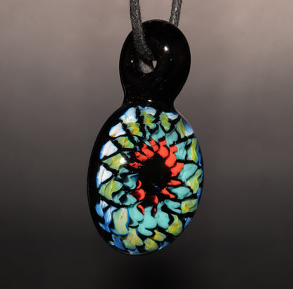 Multicolored Mandala Pendant | Fillacello Glass Art | Heady Sacred Geometry Jewelry