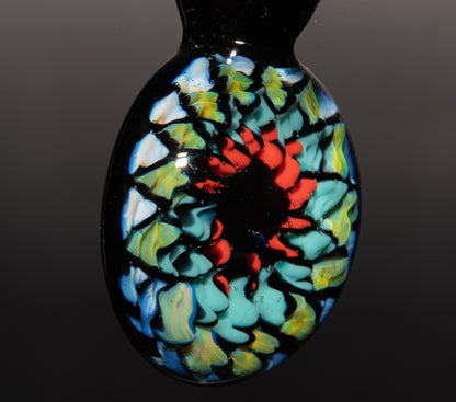 Multicolored Mandala Pendant | Fillacello Glass Art | Heady Sacred Geometry Jewelry