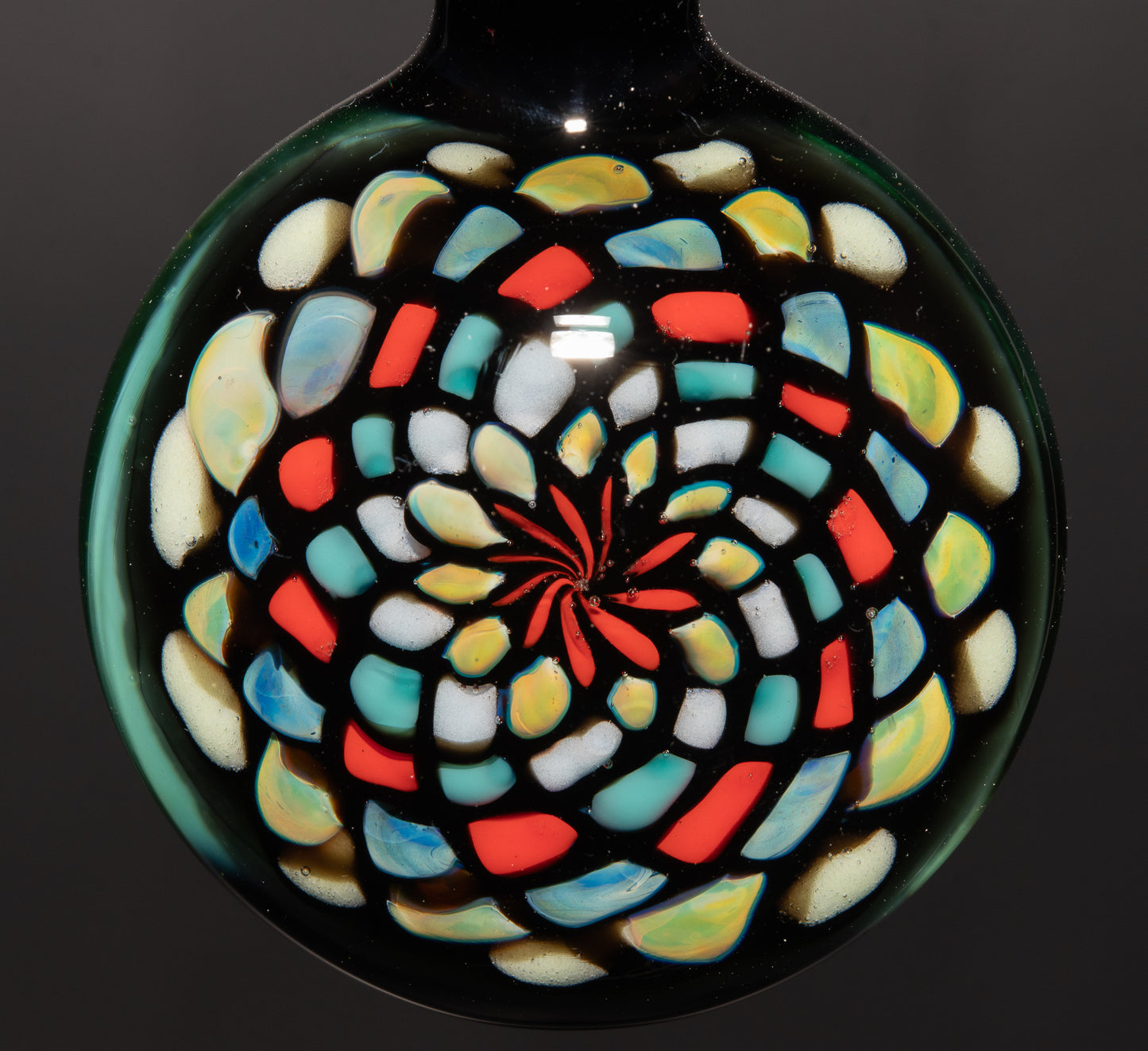 Large Mandala Pendant | Intricate Glass Fractal Pattern | Heady Multicolor Jewelry
