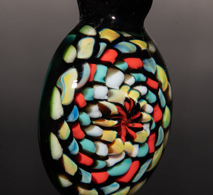 Large Mandala Pendant | Intricate Glass Fractal Pattern | Heady Multicolor Jewelry