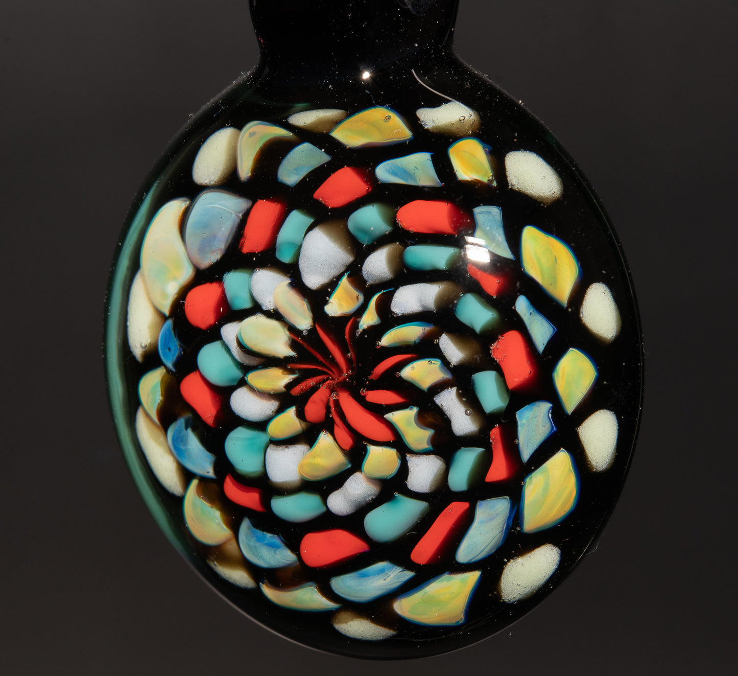 Large Mandala Pendant | Intricate Glass Fractal Pattern | Heady Multicolor Jewelry