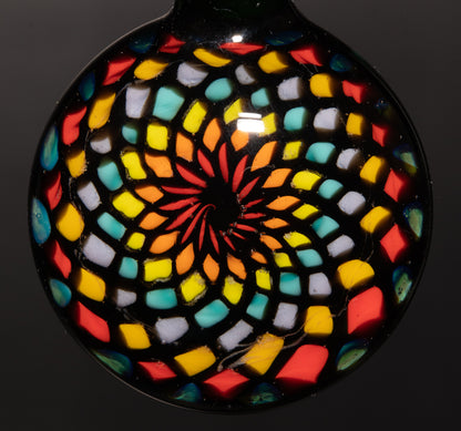 Artisan Mandala Pendant | Multicolor Glass Symmetry | Heady Psychedelic Wearable Art