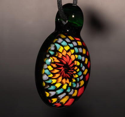 Artisan Mandala Pendant | Multicolor Glass Symmetry | Heady Psychedelic Wearable Art
