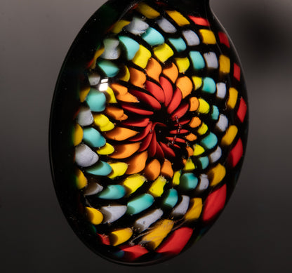 Artisan Mandala Pendant | Multicolor Glass Symmetry | Heady Psychedelic Wearable Art