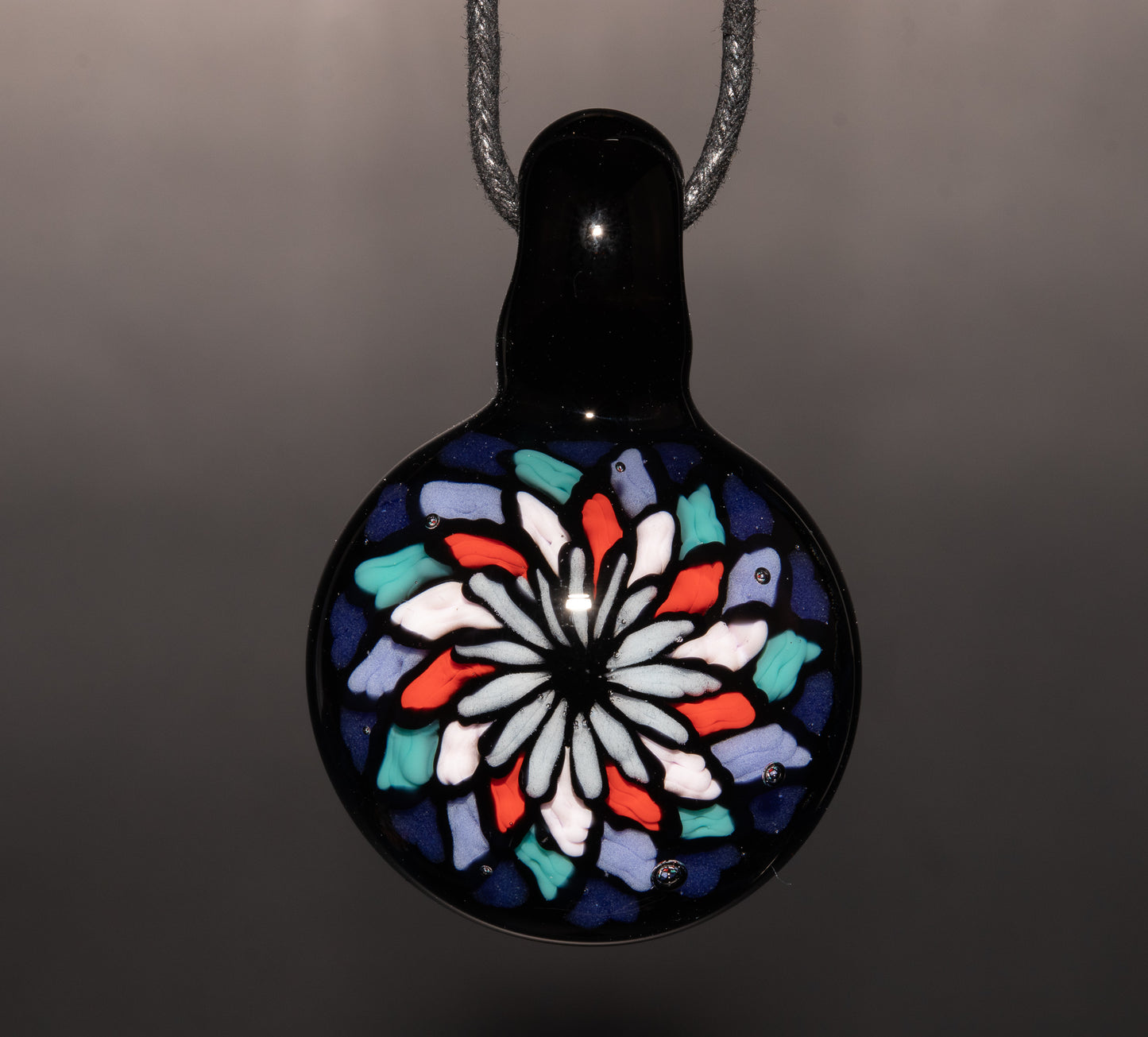 Handmade Mandala Glass Pendant | Vibrant Rainbow Fillacello | Psychedelic Jewelry Art