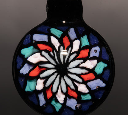 Handmade Mandala Glass Pendant | Vibrant Rainbow Fillacello | Psychedelic Jewelry Art
