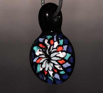 Handmade Mandala Glass Pendant | Vibrant Rainbow Fillacello | Psychedelic Jewelry Art