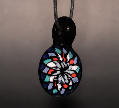 Handmade Mandala Glass Pendant | Vibrant Rainbow Fillacello | Psychedelic Jewelry Art