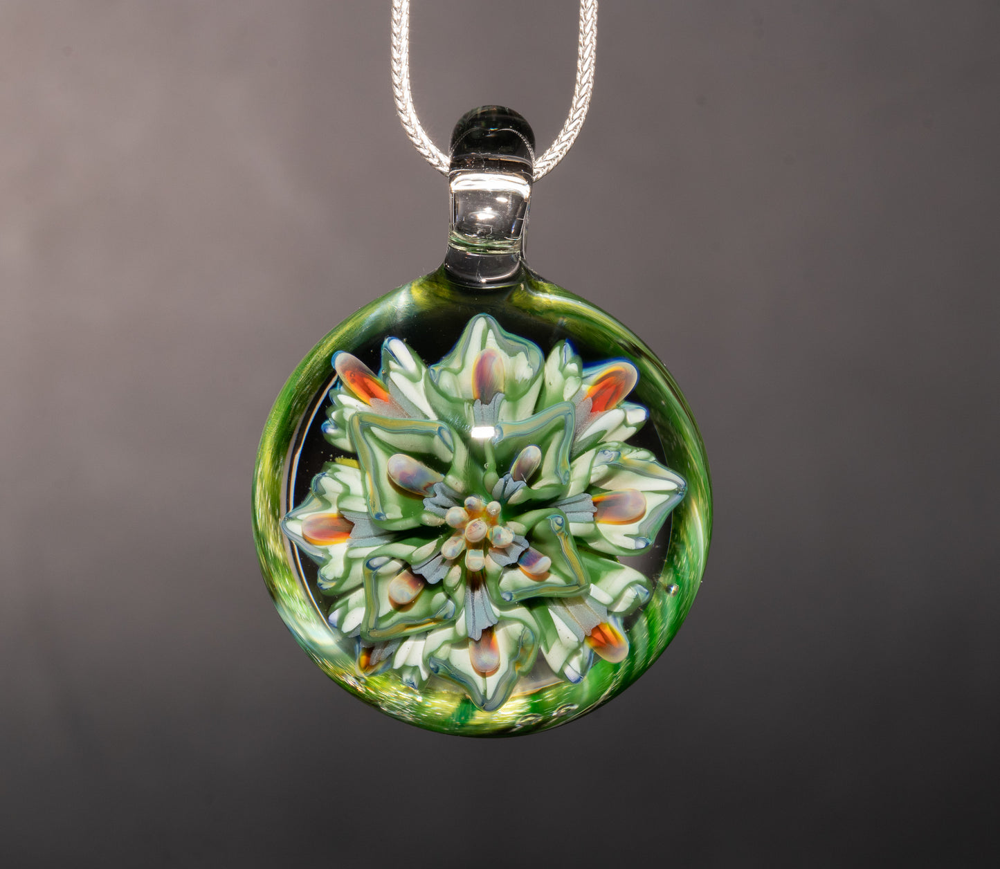 Lotus Chrysanthemum Peony Pendant | Layered Glass Flower | Artisan Jewelry