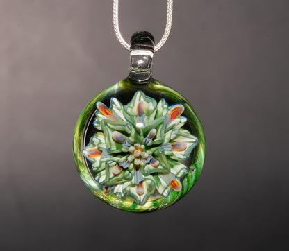Lotus Chrysanthemum Peony Pendant | Layered Glass Flower | Artisan Jewelry