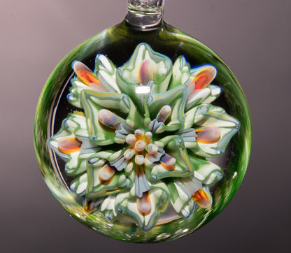 Lotus Chrysanthemum Peony Pendant | Layered Glass Flower | Artisan Jewelry