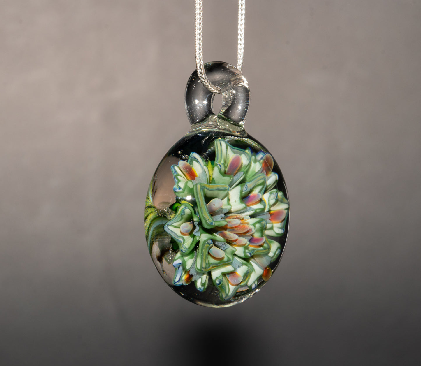 Lotus Chrysanthemum Peony Pendant | Layered Glass Flower | Artisan Jewelry