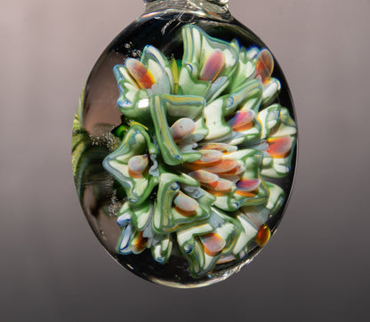Lotus Chrysanthemum Peony Pendant | Layered Glass Flower | Artisan Jewelry
