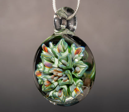 Lotus Chrysanthemum Peony Pendant | Layered Glass Flower | Artisan Jewelry