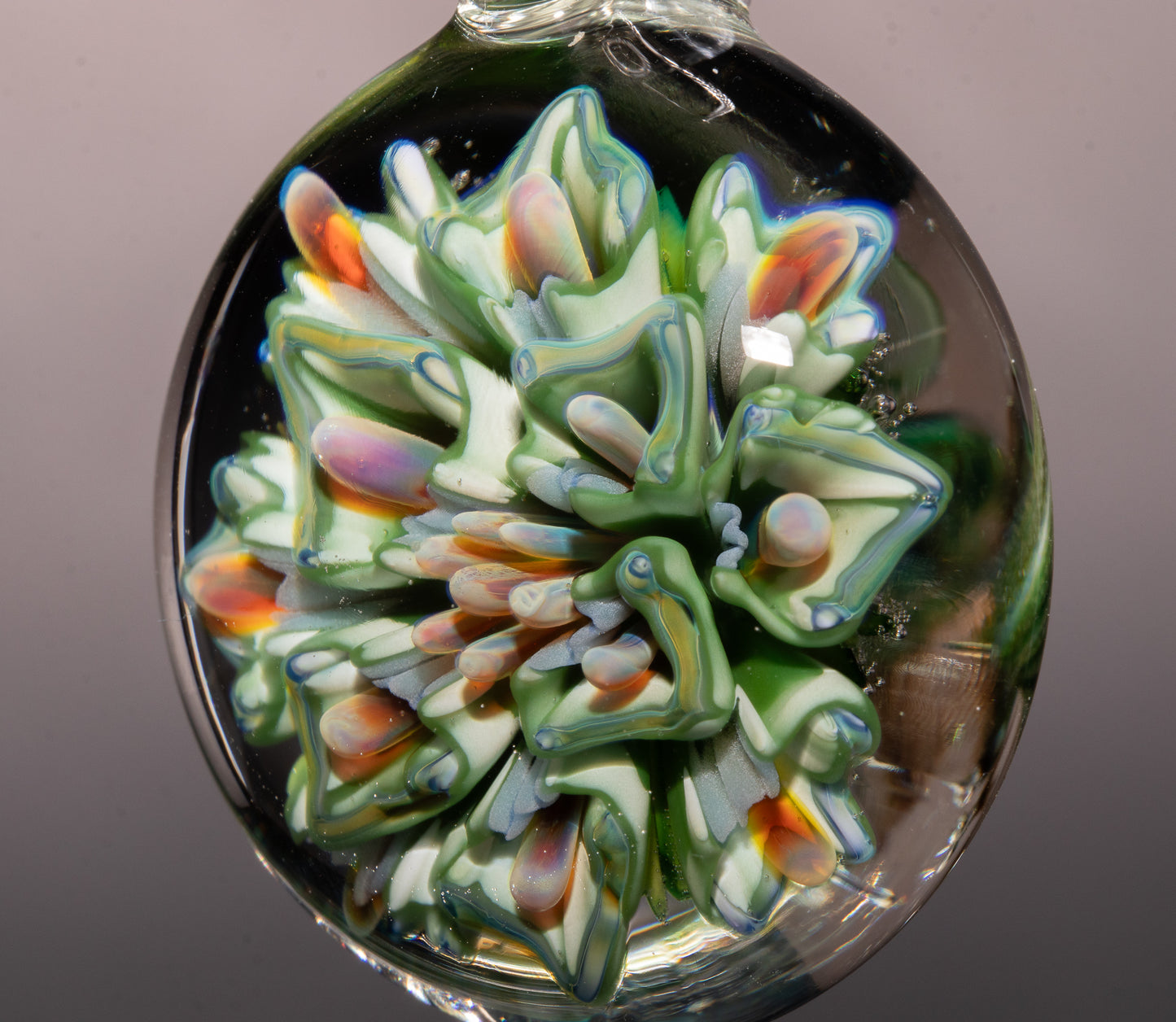 Lotus Chrysanthemum Peony Pendant | Layered Glass Flower | Artisan Jewelry
